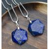 Echte lapis lazuli sechseckige Stern Halskette Heilkristall Anhänger, Verstellbare Naturstein Halskette Reiki Quarz Schmuck Unisex, Edelstahl