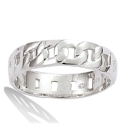 Silver Ring 'Maille Gourmette' Silver - 5 Mm