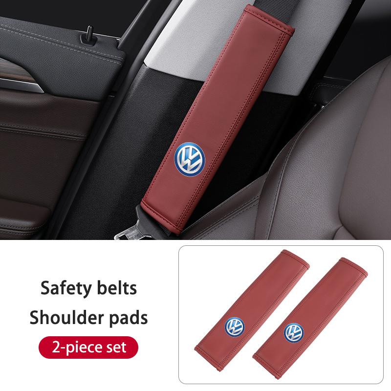 For Volkswagen VW Universal Car Safety Belt Shoulder Cushion Leather Cover Relief Pad Scirocco Passat Polo B5 B6 B7 CC Tiguan Ru0