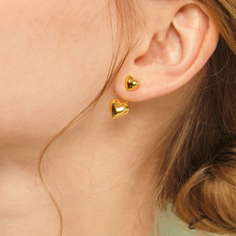 Murmur [925silver]Double Heart Earjacket Earring