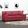 VidaXL 2-seater Sofa with Burgundy Pillows 140 Cm Faux Leather, Sofa, Loveseat, Living Room Sofa, Sofas, Sofa 3200869