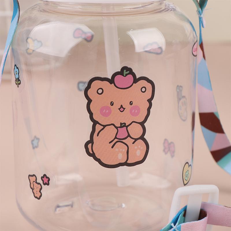 1 Piece 600Ml High-Value Fall-Proof Straw Cup Kawaii Summer Children'S Water Cup Boys And Girls Go To School Baby Kettle