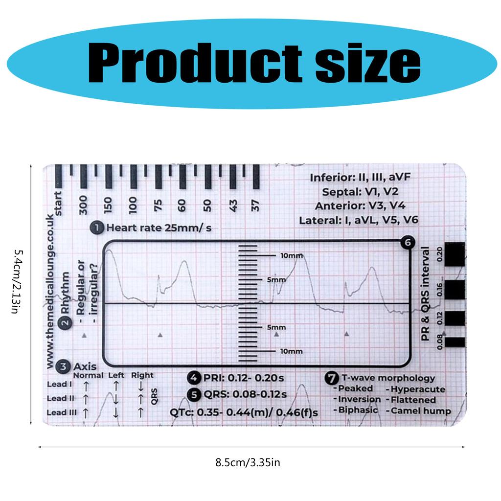Portable ECG EKG 7 Step Ruler Card ECG/EKG Interpretation Tool For Easy ECG EKG Interpretation Heart Health Assessment