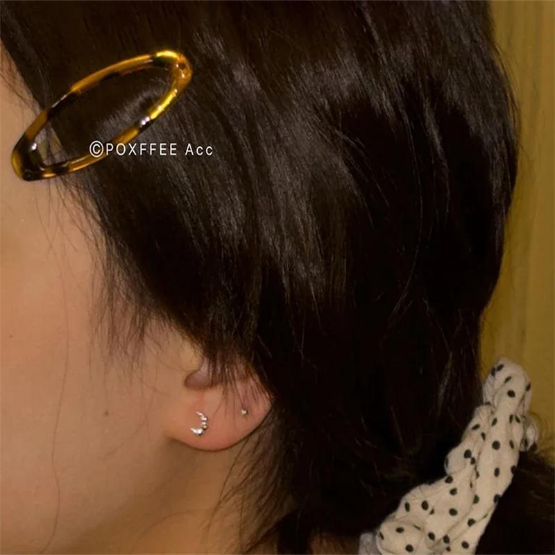 2pcs Vintage Accessories Leopard Print Glue Oval Hair Clips Cute Korean Charm BB Hair Clip
