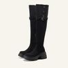 Maillard High-heeled Folded Knee Boots Women's Thick-soled Thick-heeled Heightened Knight Boots Autumn and Winter New Velvet