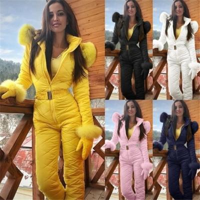 Winter Northern Outdoor Fashion Ski Jacket Hoodie Outdoor Sports Jumpsuit Zipper Women's Skiwear
