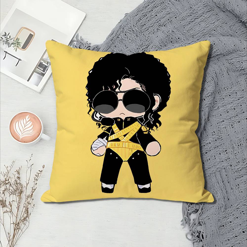 Lindas Fundas de Almohada Chibi de Michael Jackson para Dormitorio Sala de Estar Sofá Decoración del Hogar Funda de Cojín de Poliéster con Cremallera
