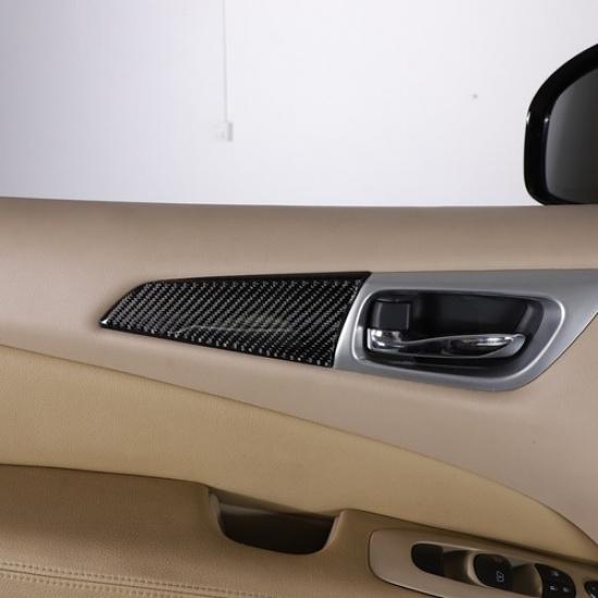Carbon Fiber Front Inner Door Panel Trim Sticker For Nissan Pathfinder 2013-18