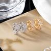 Japanese Korean Luxury Zirconia Flower Ear Clips: Elegant Micro-set Exquisite Earrings for Women