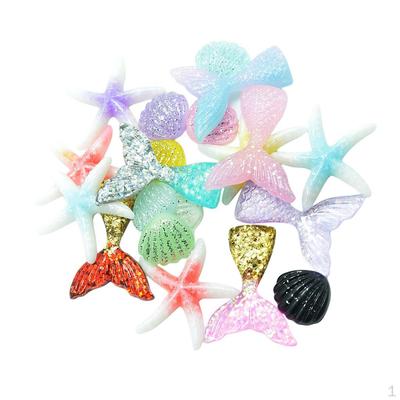 20 Stück viele gemischte DIY Harz flache Rückseite Meerjungfrau Schwanz Shell Cabochon Knöpfe Charme Verzierung