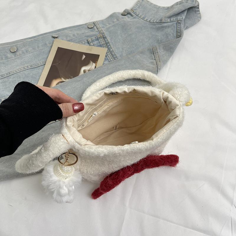 Girl Cute Little Satchel Bow Cartoon Fashion Korean Version Women's Mobile Phone Bag Felt Christmas Japanese Messenger Bag