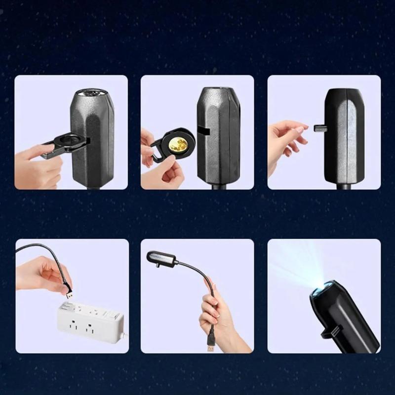 Smoke Face ProjectionLight with Skull and Palm Pattern360° Rotating LED USB Night Lamp for Living Room Halloween Christmas Decor