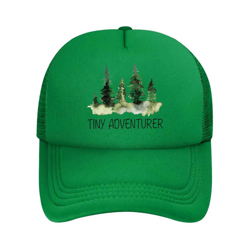 Tiny Adventurer Forest Trees Watercolor Mesh Baseball Cap Casual Hat Outdoor For Womens Unisex FeUnisex