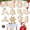 Unfinished Wooden Ornaments For Christmas Pendant Decoration Making Kit 60 Pieces Wooden Handcrafting Christmas Ornaments Making