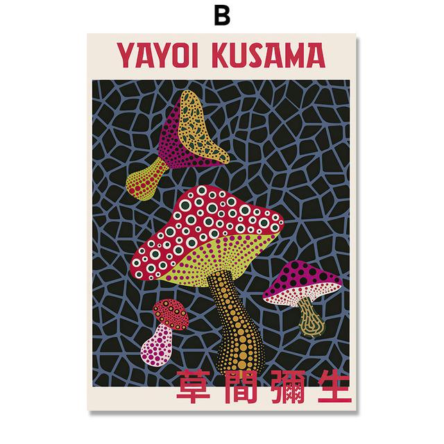 Yayoi Kusama Illustration Pumpkin Flowers Abstract Art Wall Canvas Painting Pictures For Living Room Decor Posters And Prints