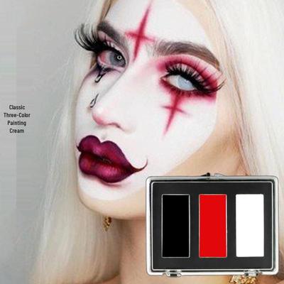Trucco da Clown a Tre Colori: Pigmento Crema Rosso, Nero e Bianco per Halloween e Spettacoli