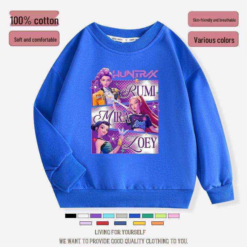 K-pop Monster Hunter Witch Girls' Hoodie - Stylish Autumn/Spring Round Neck Casual Top for Children