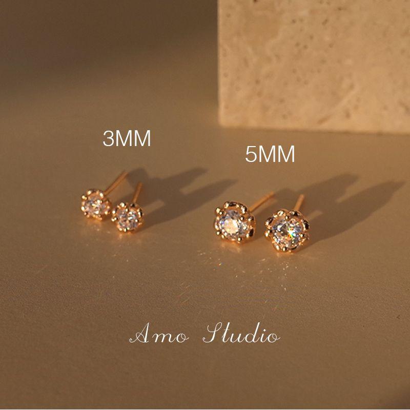 

AMO Women s Sterling Silver Special-Interest Design Elegant Spring/Summer Bud 3mm pair