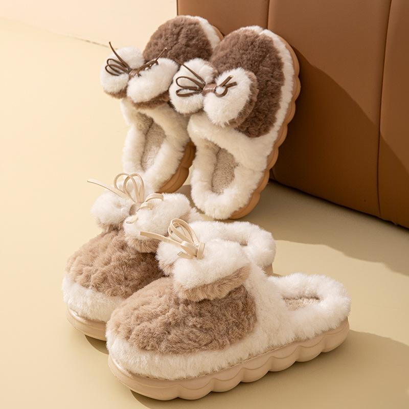 Stepping On Shit Cotton Slippers Autumn and Winter Wear 2025 Autumn and Winter New Thick-bottomed Warm and Non-slip Plush Mop