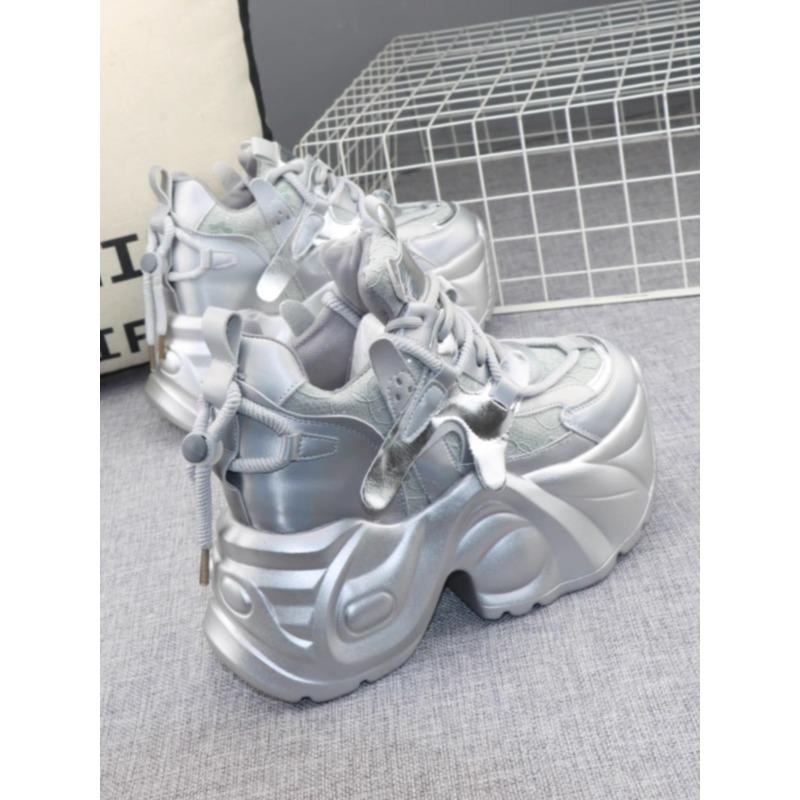 Fashion 12CM Air Mesh Synthetic Microfiber Women Shoes Breathable Vulcanize Leather Casual High Brand Summer Platform Sneakers