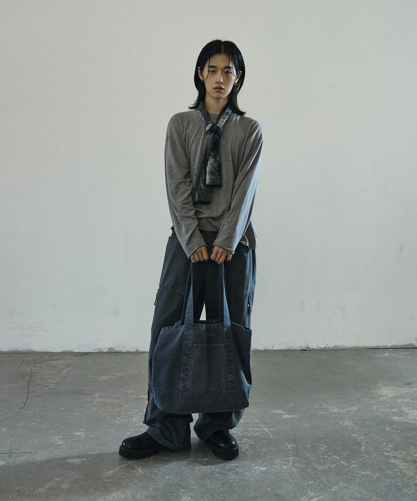 Scrattle_Pixel Vtg Dust Washed Tote Bag [Dark Blue]