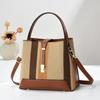 Pu Water Bucket Bag With Multilayer Weaving And Color Block Design For Daily Casual Use