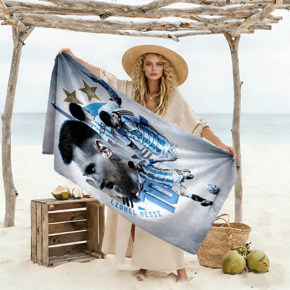 Football Messi Beach Towel Super Soft Microfiber Quickdry Fabric Comfortable Lightweight