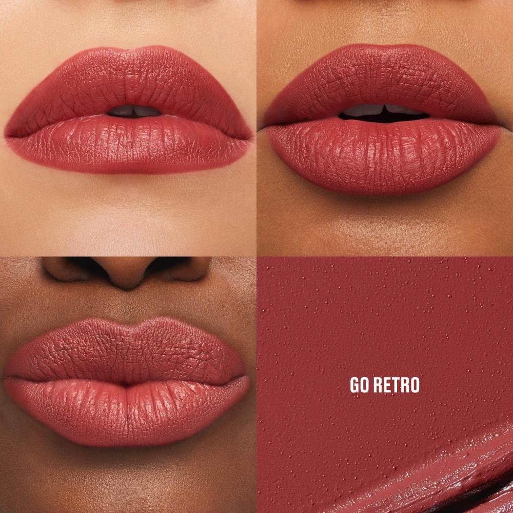 MAc CosMetics M A cxiMAl Seidiges Mattes 12-Stunden-Halt Lippenstift 0,12 Unzen Go Retro Gedämpftes Pfirsichfarbenes Rosafarbenes Braun