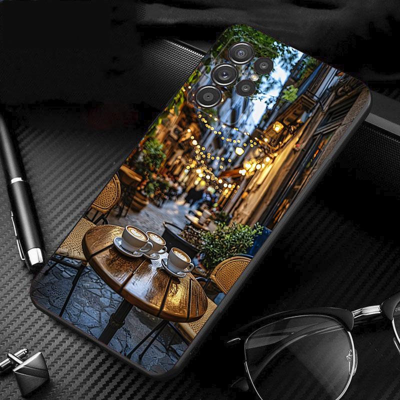 Phone Case For Samsung Galaxy S26 S25 S24 S23 S22 Ultra S23 S22 S25 Plus S24 FE S26Edge Coffee Cafe night Aesthetic