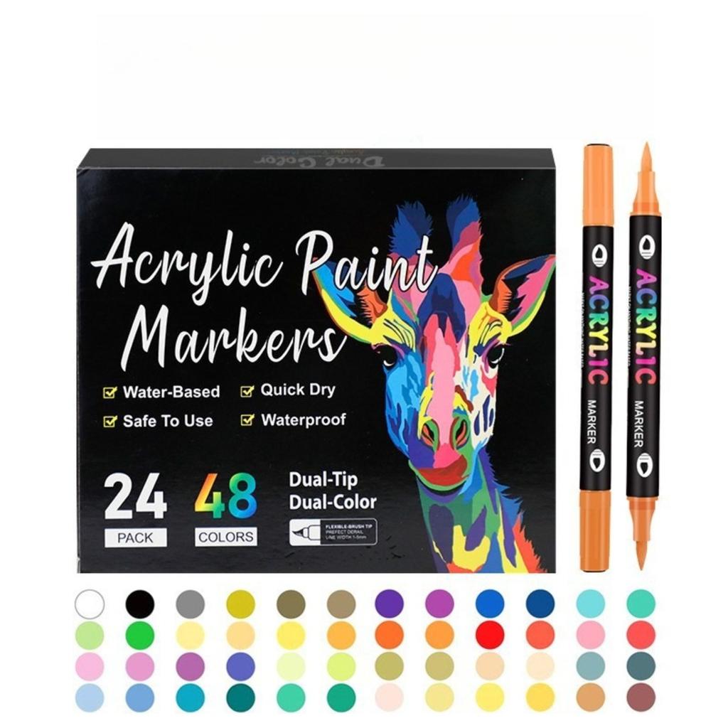 48/24/1 Colors, Dual Head Dual Color, Waterproof, Non-toxic, Odorless, Marker Pen, Office Supplies, Book Markers, Hand Drawn