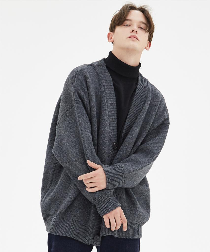 Cpgn Studio Heavy Overfit Lambswool Cardigan Charcoal