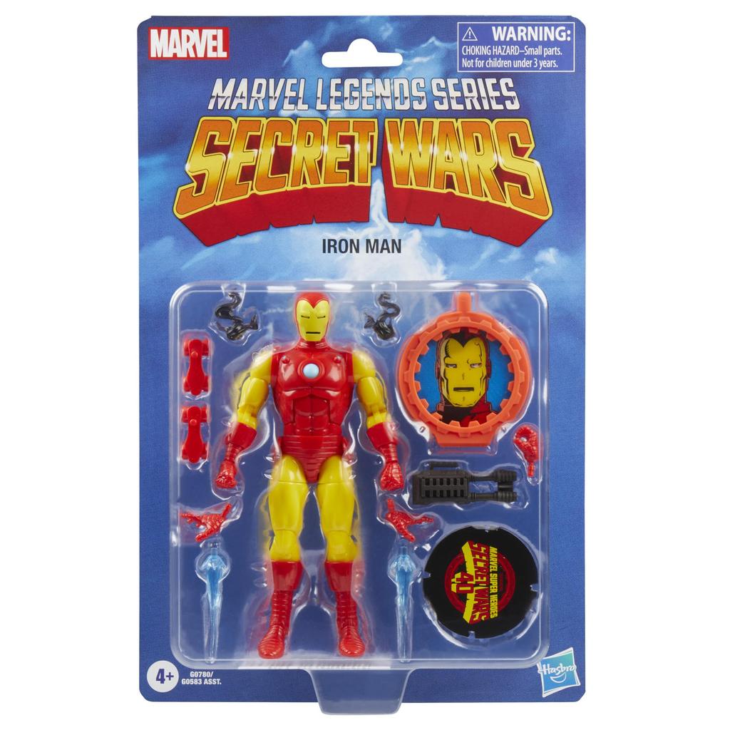 Hasbro Marvel Legends Series Iron Man, Avengers Retro Marvel Comics Secret Wars Collectible 6-Inch Action Figure with Shield (G0780) Authentic