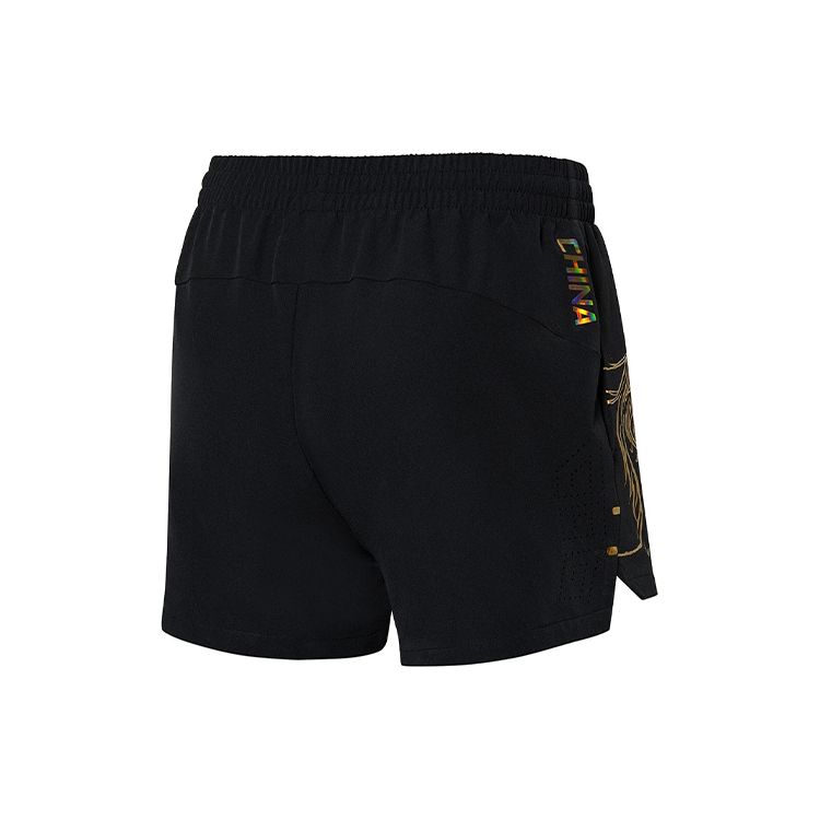 Li Ning Ping Pong Series Colorful Logo Printed Loose Sports Shorts Women shorts Black AAPR366-1
