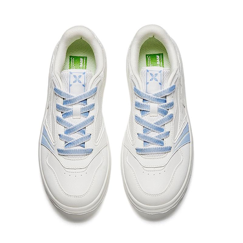 Anta Sunny Wind Synthetic Leather Rubber Casual Versatile Simple Cute Fashion Low-Top Skate Shoes Women sneakers Paper-White Danube-Blue 122618034-6