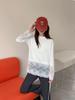 Women's Lace Crochet Patchwork Long Sleeve Casual Top - Summer/Autumn 2025