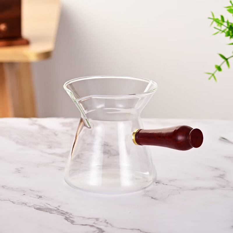 Стеклянный сервер для ручного заваривания кофе ZISIZ с деревянной ручкой