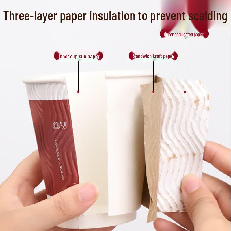 TRNFA 500ML Anti-Scald Corrugated Disposable Paper Cups