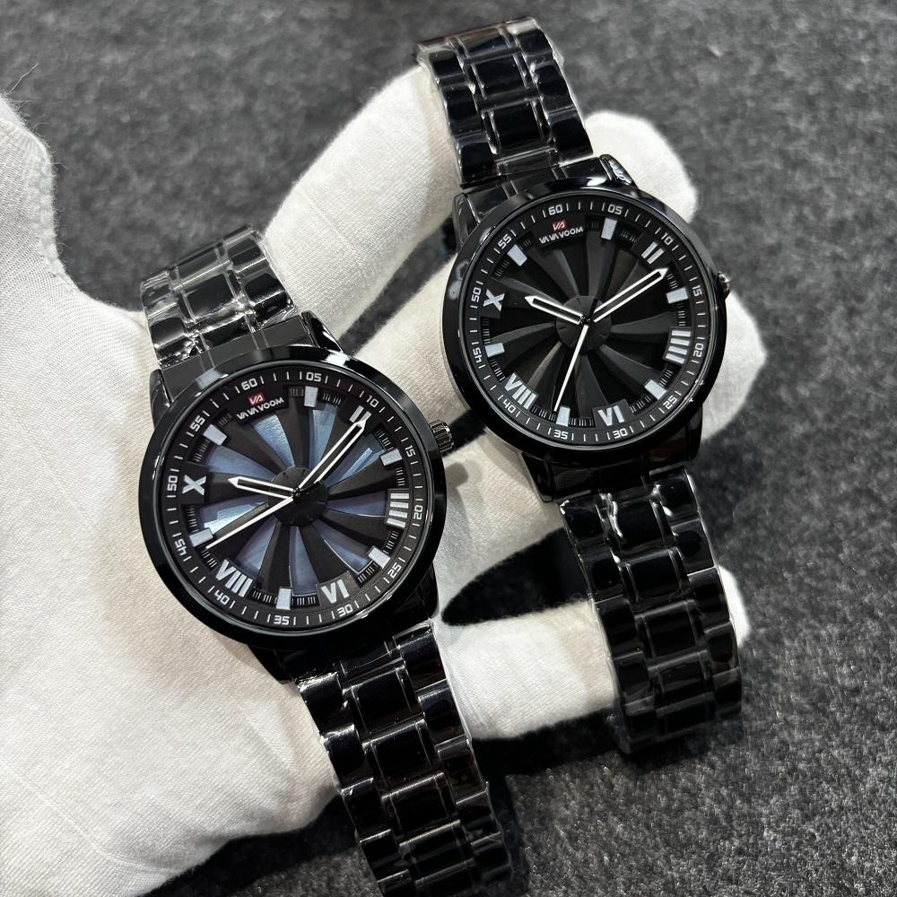 New Men's Watch Rotating Dial Car Clock Stainless Steel Strap Fashion Sports Style 3Bar Quartz Movement Casual Watches