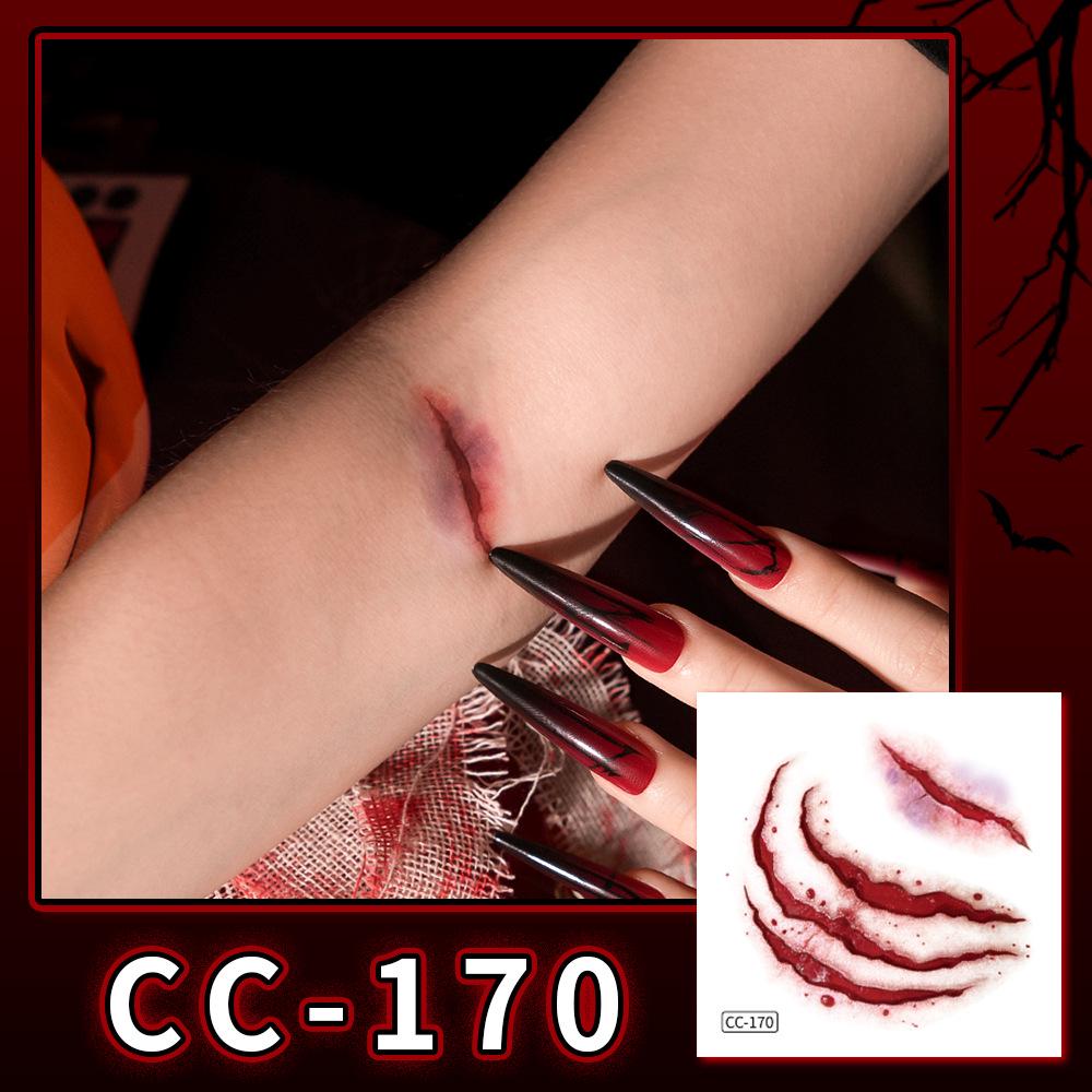 Nuovi Tatuaggi Impermeabili di Halloween Horror Cicatrice Faccia - Adesivi Trucco Opachi per Feste Festival