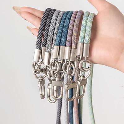 Cordino a tracolla per cellulare in poliestere spesso 7 mm con adesivo posteriore in acciaio inossidabile