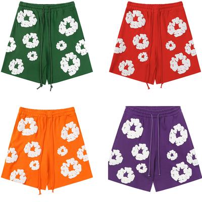 Damenmode Sommer Frühling Locker Lässig Blumenmuster Elastischer Bund Shorts Strandshorts Atmungsaktiv Weites Bein Shorts