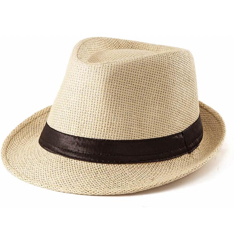 Vintage Curled Edge Gentleman Straw Hat Men's Ladies Outdoor Beach Sun Hat Summer Top Hat British Jazz Hat