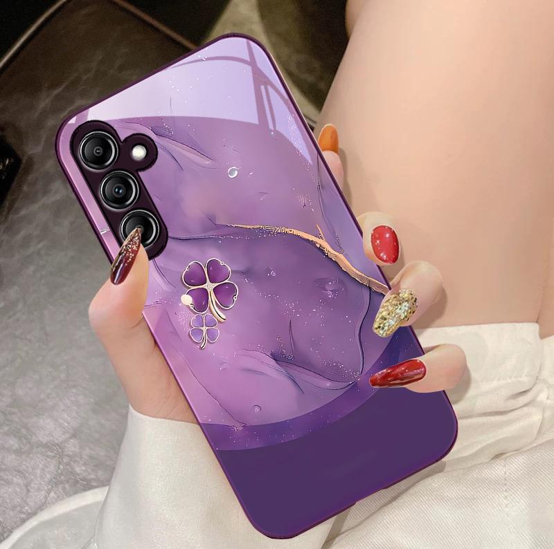 Trèfle à Quatre Feuilles Dégradé Pour Samsung Galaxy A14 4G 20 30 52 20S 21S 22 A32 33 34 42 50 51 53 54 70 71 72 73 5G Coque de Téléphone en Verre