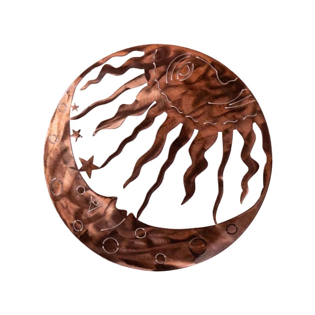 Outdoor Metal Sun and Moon Wall Art Decors 3D Outdoor Stylish Garden Sculpture for Garden Fence Porch Ornaments