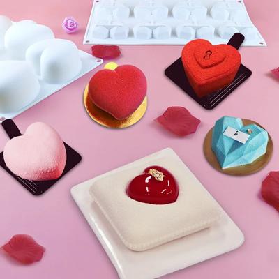 SHENHONG Heart Shaped Mousse Pastry Moulds Silicone Cake Molds Valentine's Day Rose Dessert Baking Tools Kitchen Bakeware