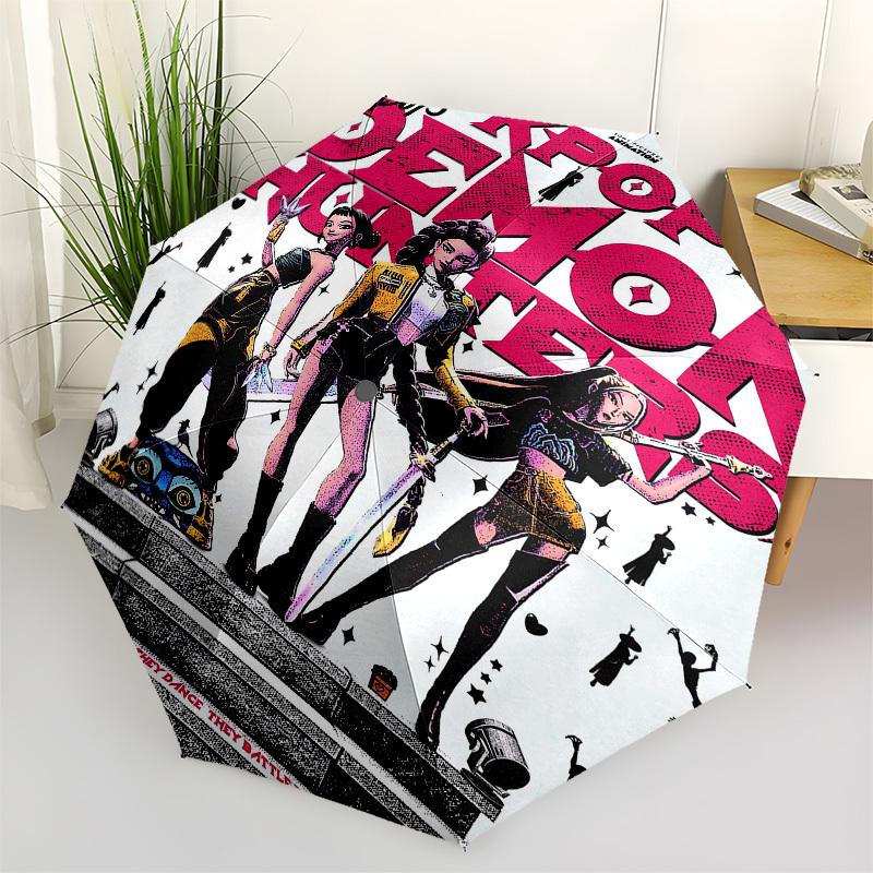 1pc KPOP DEMON HUNTERS Umbrella with Plastic Handle,Suitable for All Seasons Home Travel Outdoor UmbrellaFP124