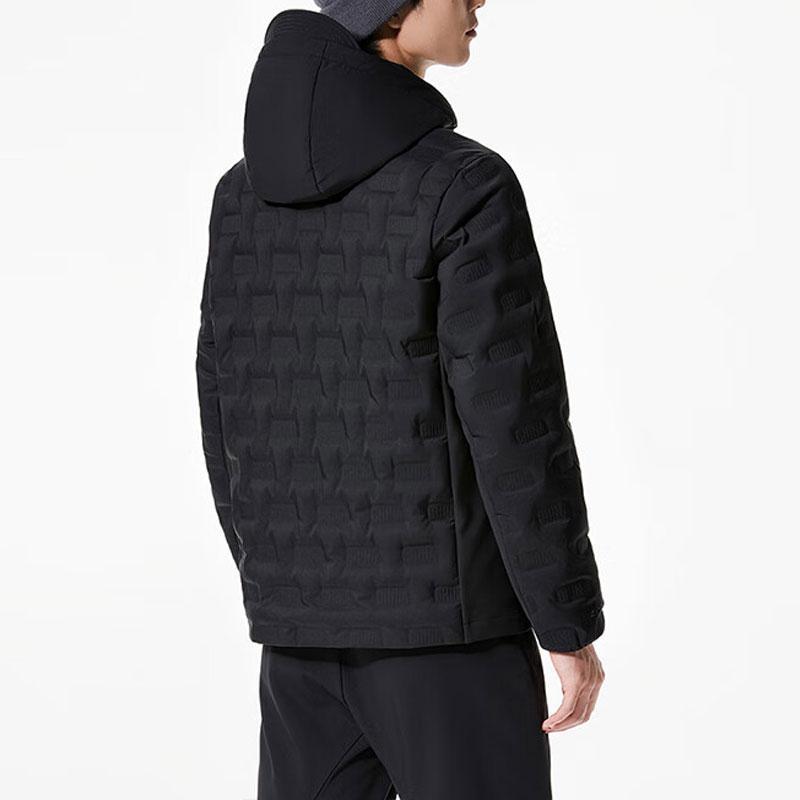 Anta Champion All-Weather Solid Color Short Hooded Warm Down Jacket Men Jacket Basic-Black 152410911-2