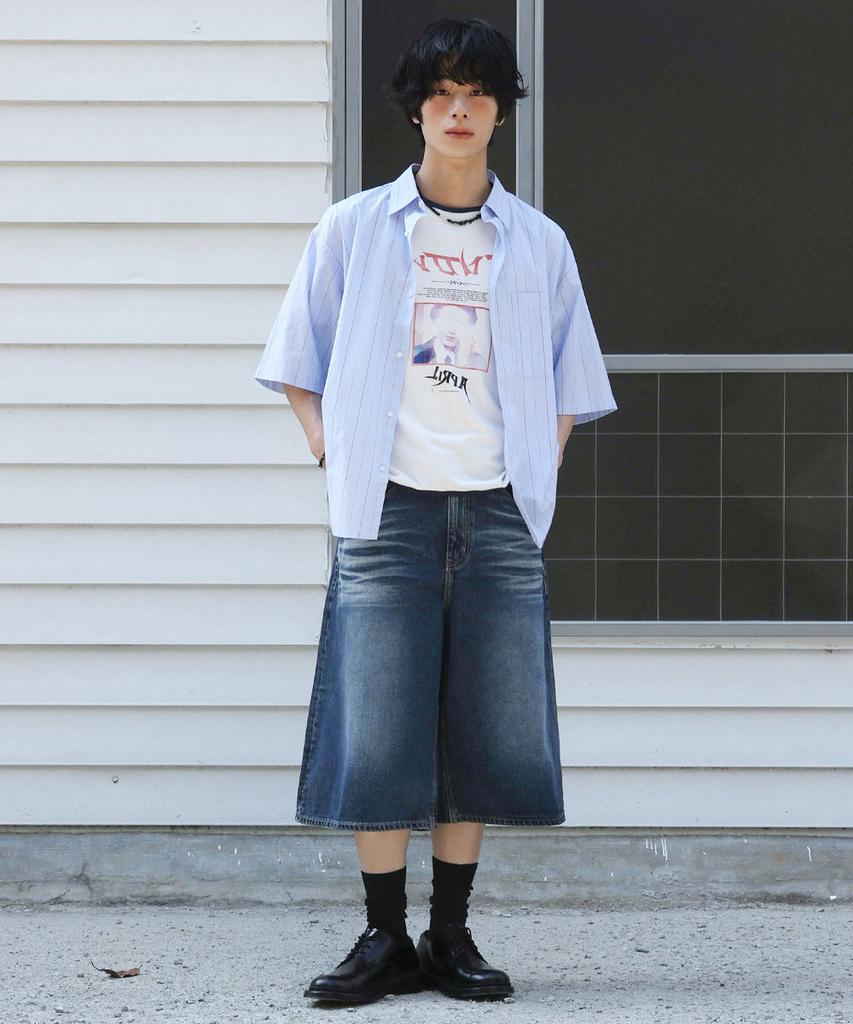 Odeoakaibeu Max Wide Bermuda Denim Pants Summer Blue