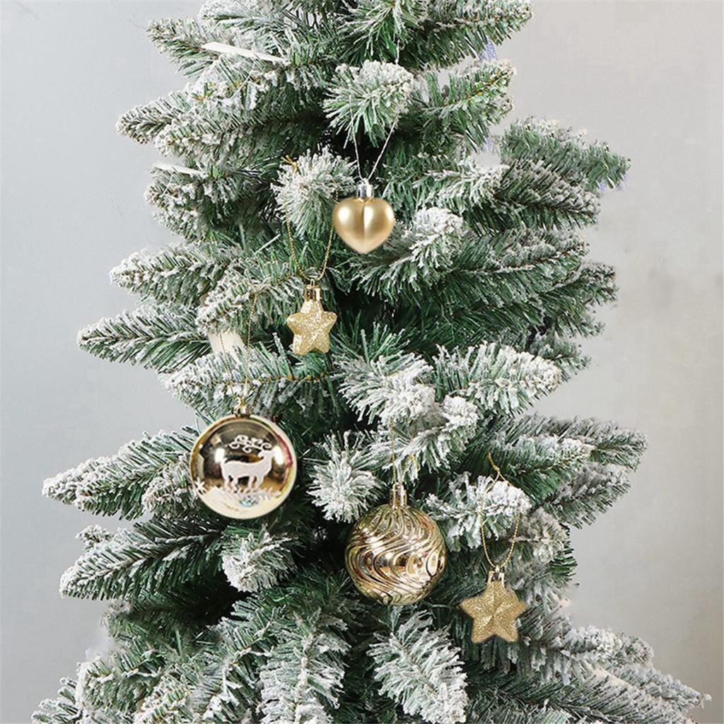 2025+ For Family Christmas Decor Set:52 Hanging Ornaments, Plastic Balls, Five-Pointed Stars, Painted Christmas Tree Pendants