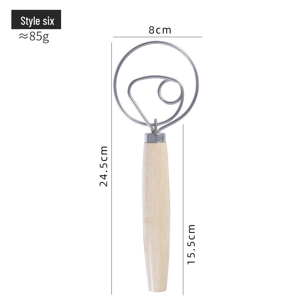 Stainless Steel Egg Beater & Flour Mixer with Oak Handle Picture Color